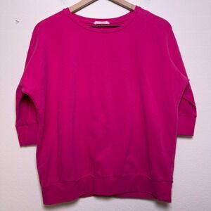 Woolovers Women Sweater XS Hot Pink Preppy Tennis‎ Prep Half Sleeve Crewneck